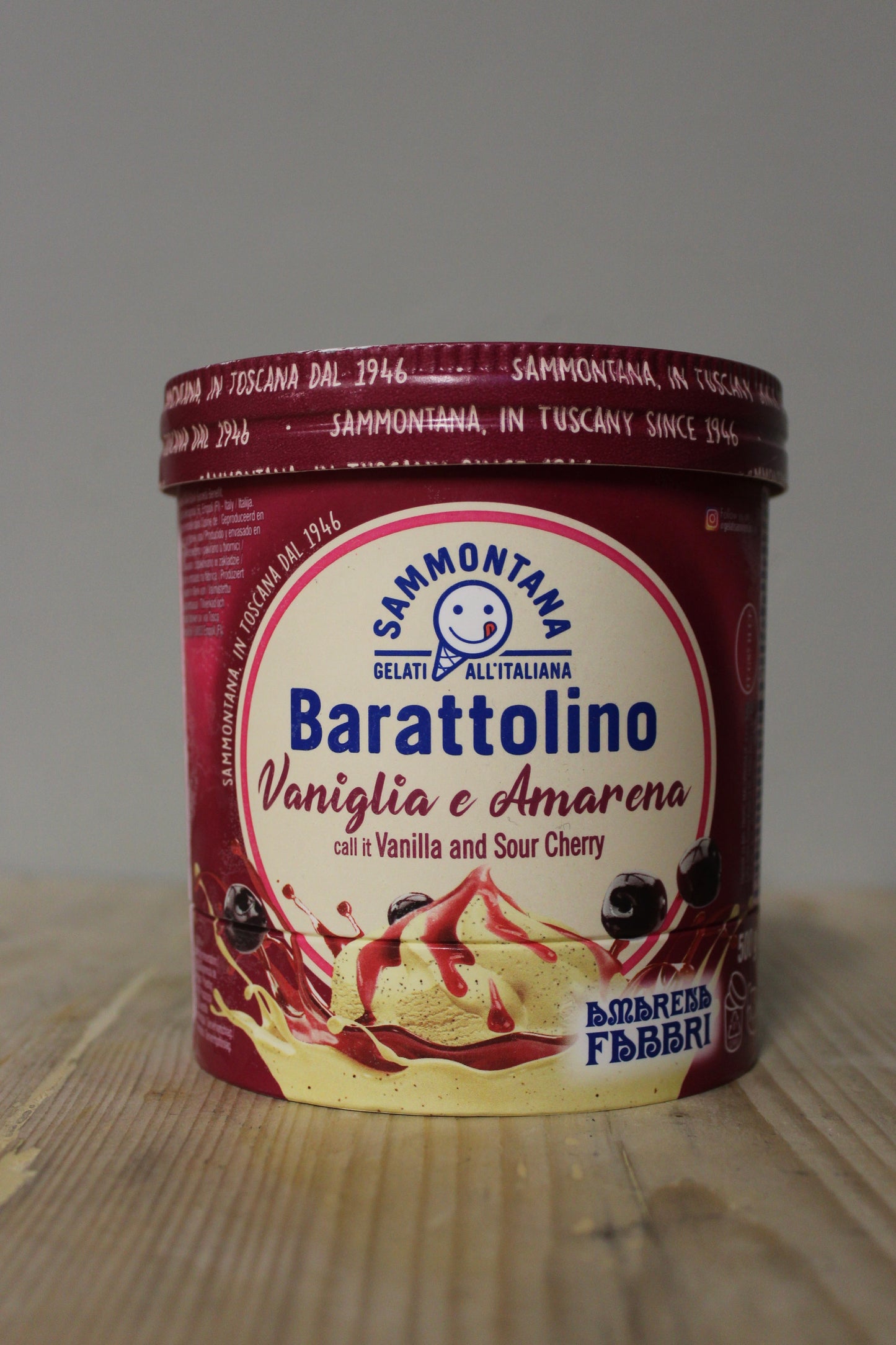 Vanilla & Sour Cherry Gelato 500g, Barattolino