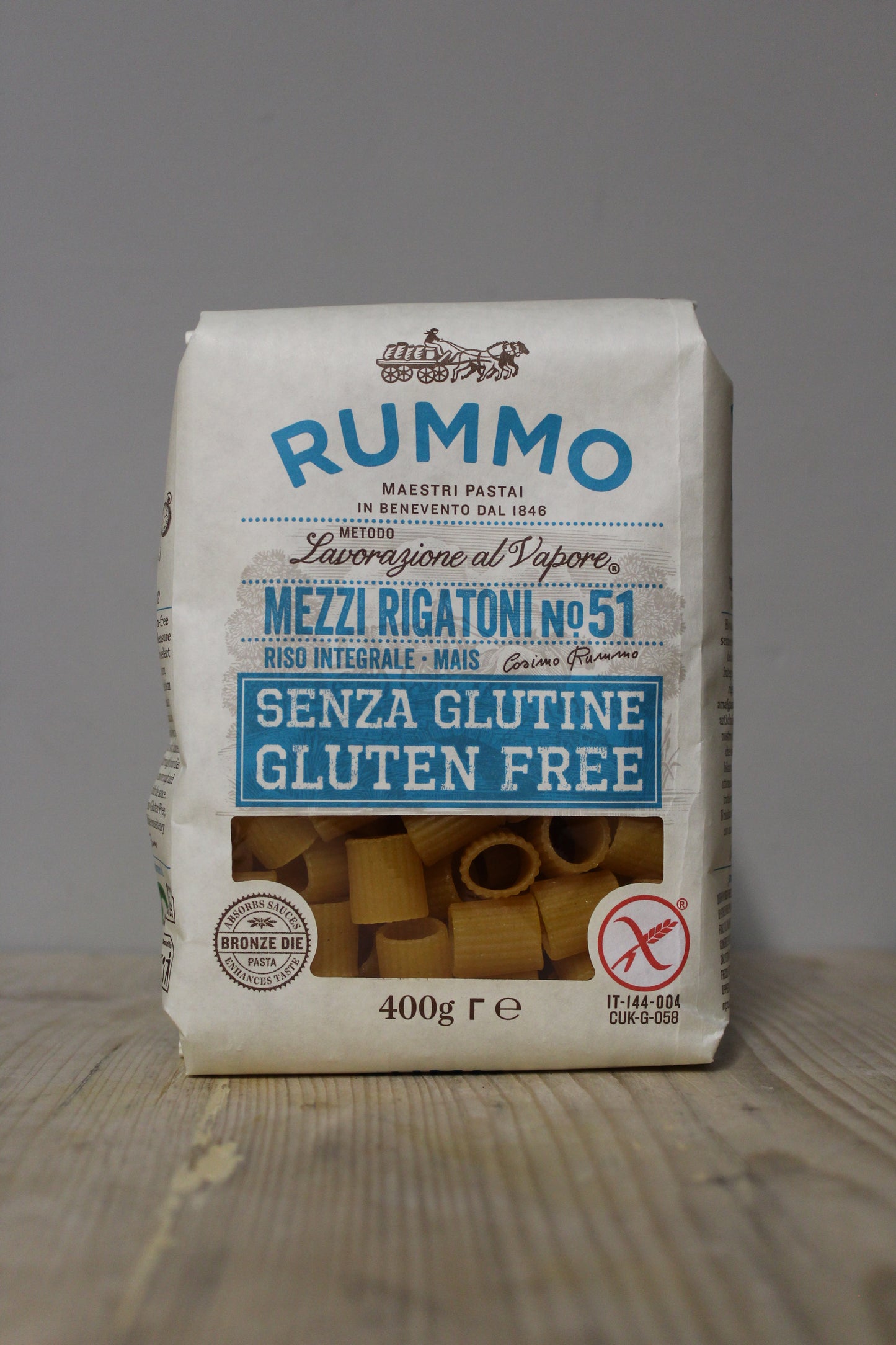 Mezzi Rigatoni No 51 Gluten Free Pasta 400g, Rummo