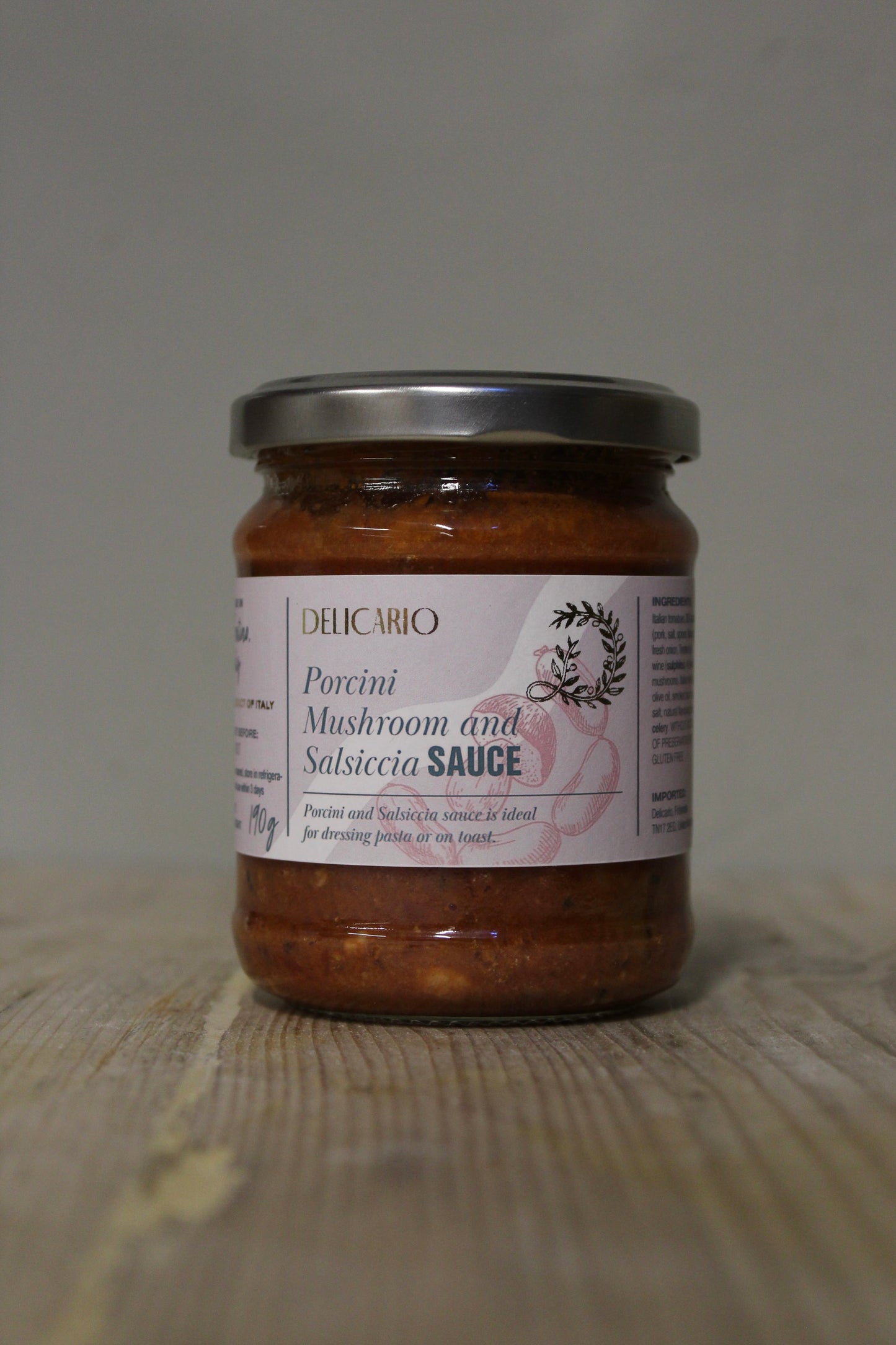 Porcini Mushroom & Salsiccia Sauce 190g, Delicario