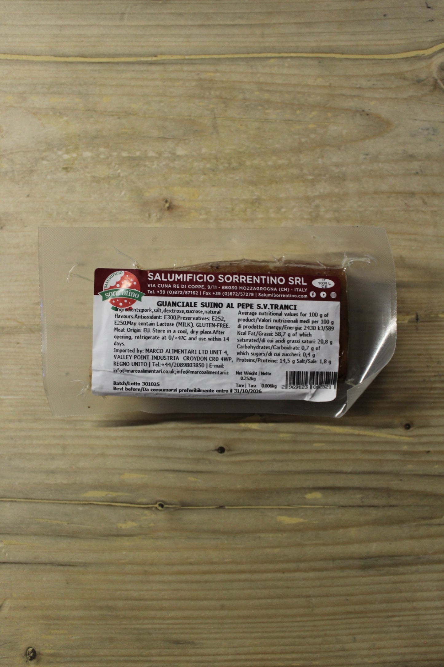 Guanciale al Pepe per 100g